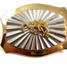 Western Cowboy Rodeo Bowing Horse 2 Tone Belt Buckle