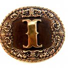 Vintage Solid Brass Initial or Letter I Belt Buckle