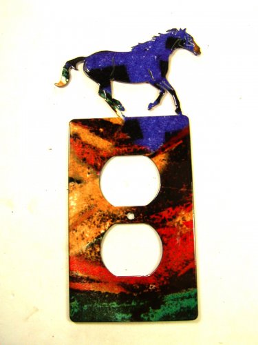 Running Wild Horse Double Outlet Cover Plate by Steel Images USA 6815DD