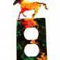 Running Wild Horse Double Outlet Cover Plate by Steel Images USA 6815DD