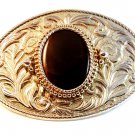 Vintage Silvertone & Brown Stone Belt Buckle