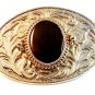 Vintage Silvertone & Brown Stone Belt Buckle