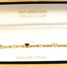 Sterling Silver  w/ 18K Gold Overlay & Natural Stones Bracelet MIB