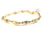 Sterling Silver w/ 18K Gold Overlay & Natural Stones Bracelet MIB