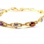 Sterling Silver w/ 18K Gold Overlay & Natural Stones Bracelet MIB