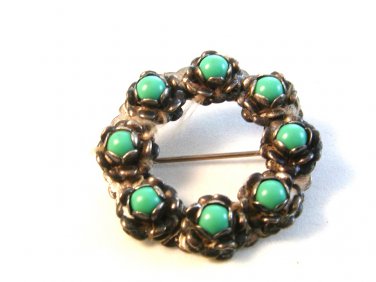 Vintage American Sterling & Turquoise Brooch