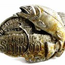 1982 I'd Rather Be Fishing Salmon Belt Buckle by M&M Limited 82614