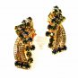 Vintage Green Rhinestone Clip On Earrings by HOBE 71215