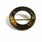 True Vintage Round Japanese Damascene Brooch Signed 102914