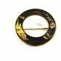 True Vintage Round Japanese Damascene Brooch Signed 102914