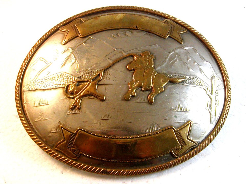 Vintage Cowboy Rodeo Western Calf Roping Belt Buckle