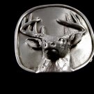 Buck Deer Antlers Rack Pewter Belt Buckle by KEV Made in USA 6514 Old New Stock