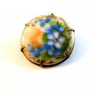 Vintage Miniature Hand Painted Blue Flowers Brooch