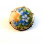 Vintage Miniature Hand Painted Blue Flowers Brooch