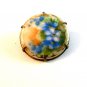 Vintage Miniature Hand Painted Blue Flowers Brooch