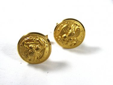 Vintage Goldtone American Eagle Military Cufflinks Unbranded 71015