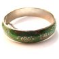 Vintage Siam Sterling Dark Forest Green Niello Dancer Bangle Bracelet