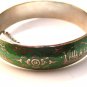 Vintage Siam Sterling Dark Forest Green Niello Dancer Bangle Bracelet