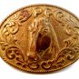Vintage Western Cowboy Gold Plated Horse Head Belt Buckle by Chambers