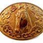 Vintage Western Cowboy Gold Plated Horse Head Belt Buckle by Chambers