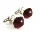 Unmarked Silvertone & Red Cufflinks 11062013yyu