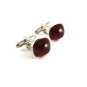 Unmarked Silvertone & Red Cufflinks 11062013yyu