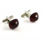 Unmarked Silvertone & Red Cufflinks 11062013yyu