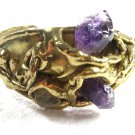 Vintage Signed Designer Costume Goldtone & Amythest Bracelet 62915