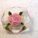 Vintage Lucite Flower Pink Rose Brooch