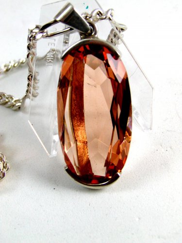 Sterling Silver & Pink Pendant & 20" Chain