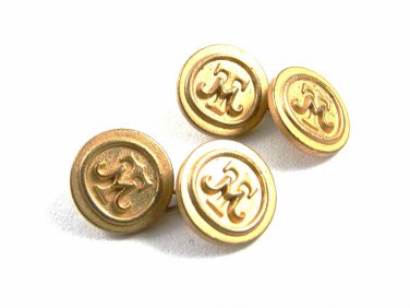 True Vintage Initials TM Goldtone Cufflinks / Buttons Not Marked 101614