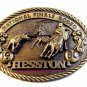 1980 Hesston Cowboy Rodeo Calf Roping. Brass Belt Buckle Limited Edition