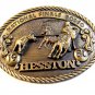 1980 Hesston Cowboy Rodeo Calf Roping. Brass Belt Buckle Limited Edition