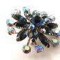 Gorgeous Unsigned Vintage  Blue Rhinestone  Brooch