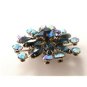 Gorgeous Unsigned Vintage Blue Rhinestone Brooch