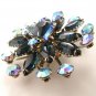 Gorgeous Unsigned Vintage Blue Rhinestone Brooch