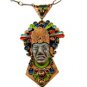 Mexican Aztec / Mayan Enameled Copper Necklace Signed With a Crown 7714