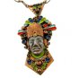 Mexican Aztec / Mayan Enameled Copper Necklace Signed With a Crown 7714