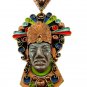 Mexican Aztec / Mayan Enameled Copper Necklace Signed With a Crown 7714