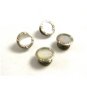 Art Deco Silvertone & Mother of Pearl Snap Link Cufflinks Unmarked 102714