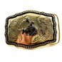 Made in USA Western Goldtone Black Cowboy on Broncho Belt Buckle #102113r
