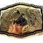 Made in USA Western Goldtone Black Cowboy on Broncho Belt Buckle #102113r
