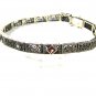 Edwardian / Art Deco Sterliing Silver & Garnets Filigree Bracelet Unbranded 7715