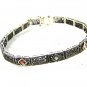 Edwardian / Art Deco Sterliing Silver & Garnets Filigree Bracelet Unbranded 7715