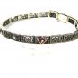 Edwardian / Art Deco Sterliing Silver & Garnets Filigree Bracelet Unbranded 7715