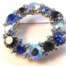 Fabulous And Flashy Vintage Blue Rhinestone Brooch