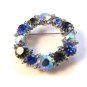 Fabulous And Flashy Vintage Blue Rhinestone Brooch