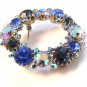 Fabulous And Flashy Vintage Blue Rhinestone Brooch