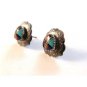 Native American Sterling Silver Multi Stone Heart Earrings