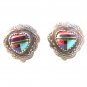 Native American Sterling Silver Multi Stone Heart Earrings